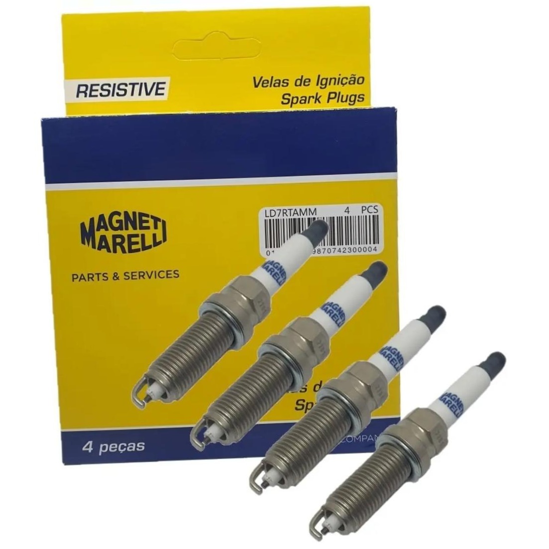 Kit 4 Vela Ignição Resistiva - Magneti Marelli - LD7RTAMM