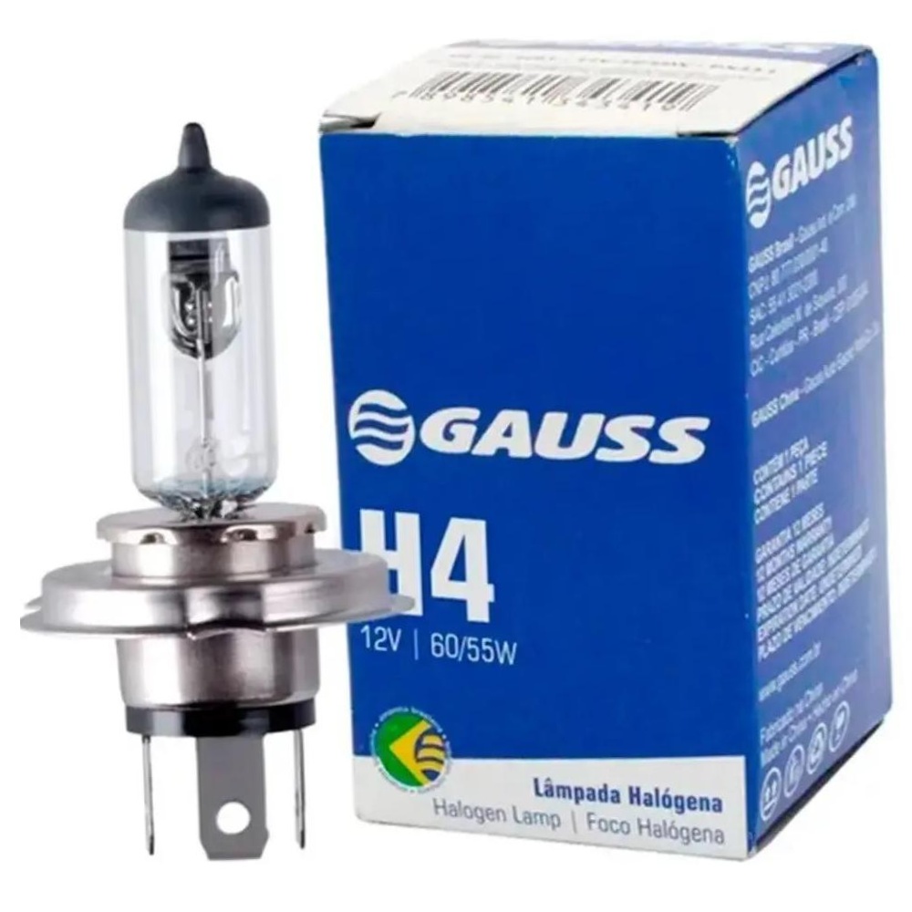Kit 10 Lâmpadas Farol Alto Baixo H4 60/55W Halógena 12V P43T-38 - Gauss - GL11H4