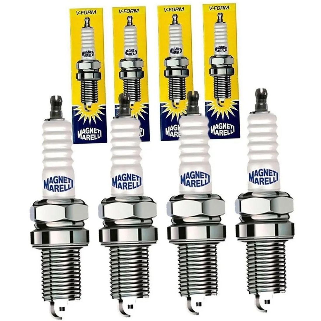Kit 4 Vela Ignição V-Form e Cabo - Magneti Marelli - CVMR1302 / K6RFMM