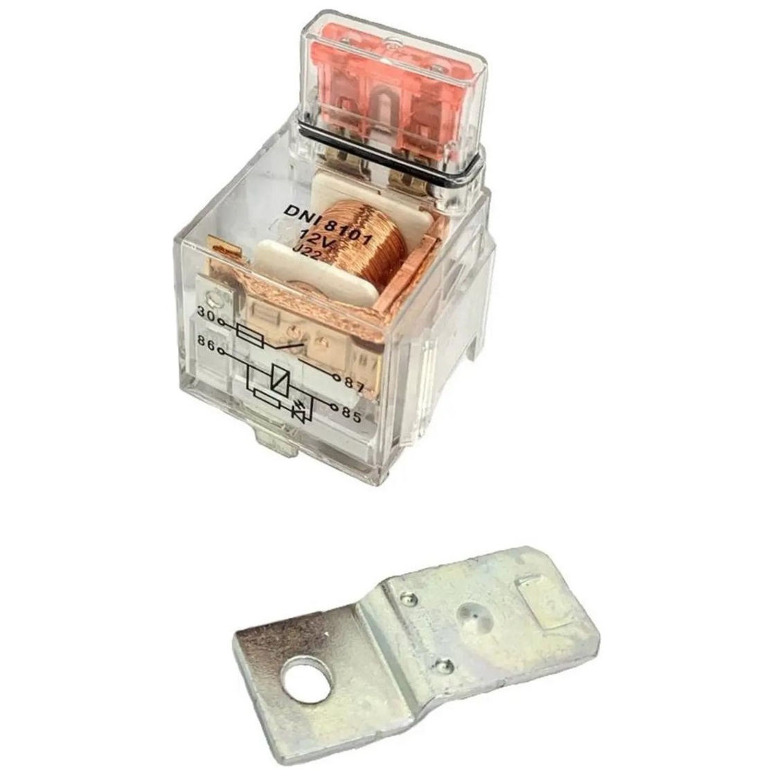 3 Relés Auxiliar Acrílico com LED Fusível 40A 12V 4 Terminais - DNI 8101