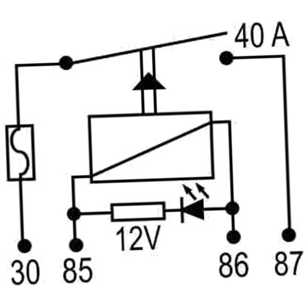 3 Relés Auxiliar Acrílico com LED Fusível 40A 12V 4 Terminais - DNI 8101