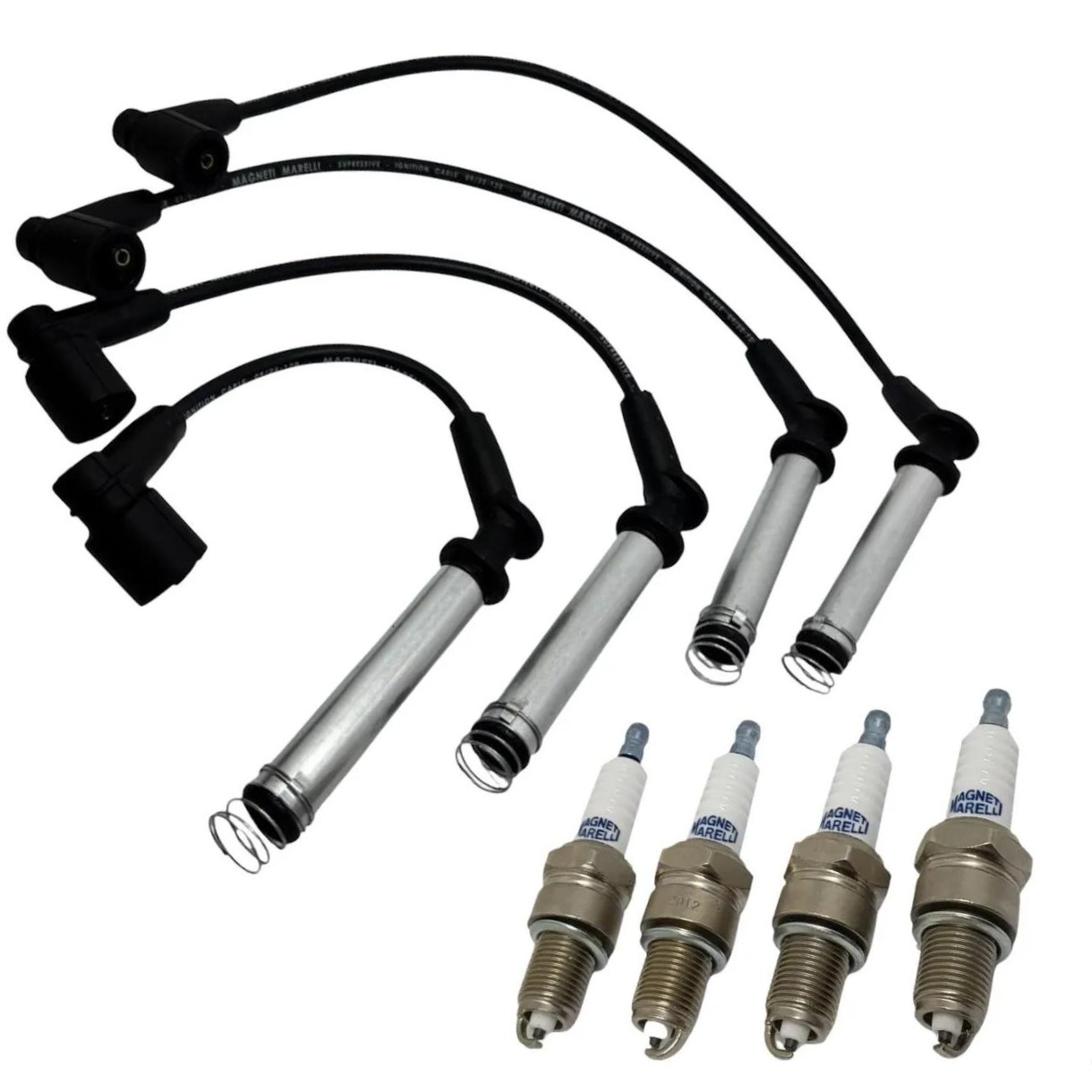 Kit 4 Vela Ignição V-Form e Cabo - Magneti Marelli - CVMG7302 / F6RFMM