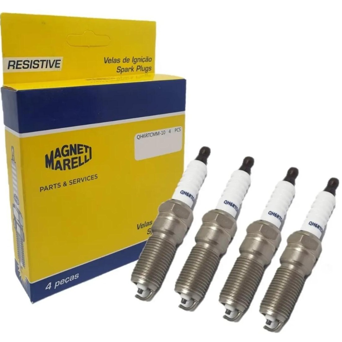 Kit 4 Vela Ignição e Cabo - Magneti Marelli - CVMF0202 / QH6RTCMM-10