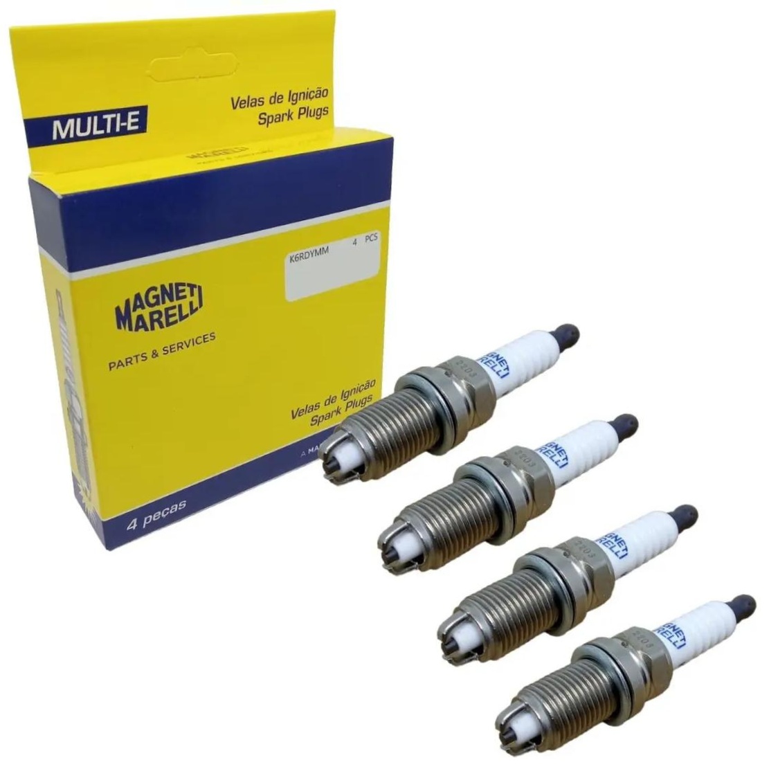 Kit 4 Vela Ignição MultiE e Cabo - Magneti Marelli - CVMT0802 / K6RDYMM