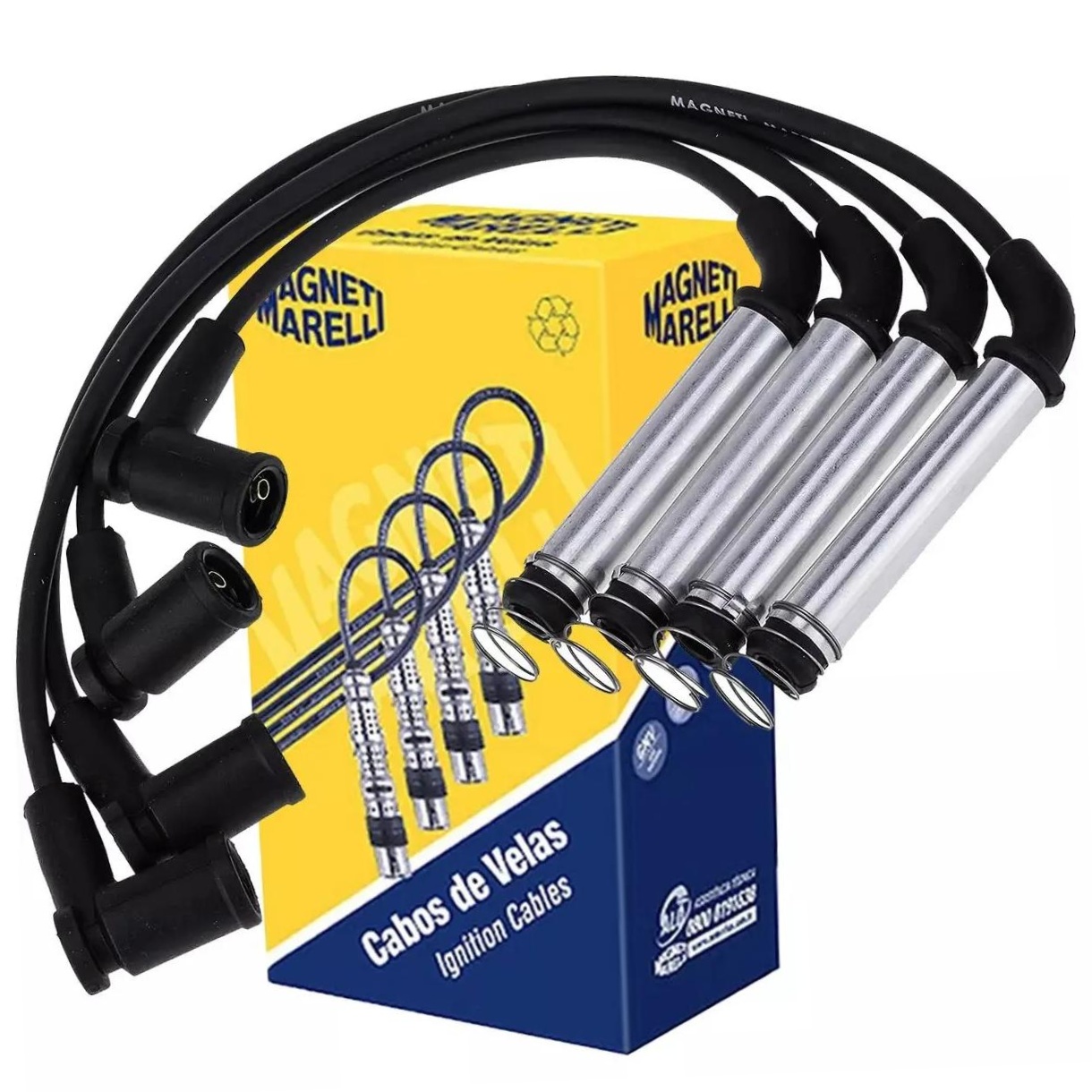 Kit 4 Vela Ignição VForm e Cabo Magneti Marelli - CVMF3002 / QH7RFMM-10