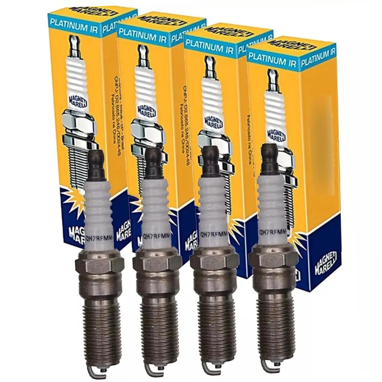 Kit 4 Vela Ignição VForm e Cabo Magneti Marelli - CVMF3002 / QH7RFMM-10