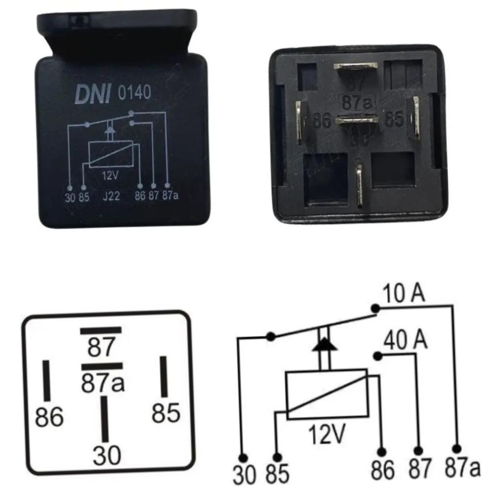 10 Relés Auxiliar Reversor 12V - DNI 0140