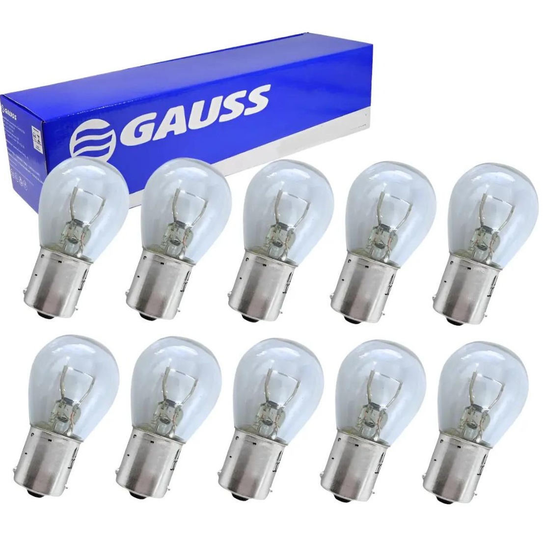 Kit 10 Lâmpadas 1 Polo 24V 21W BA15S Lanterna Freio Pisca - Gauss - GL1141B