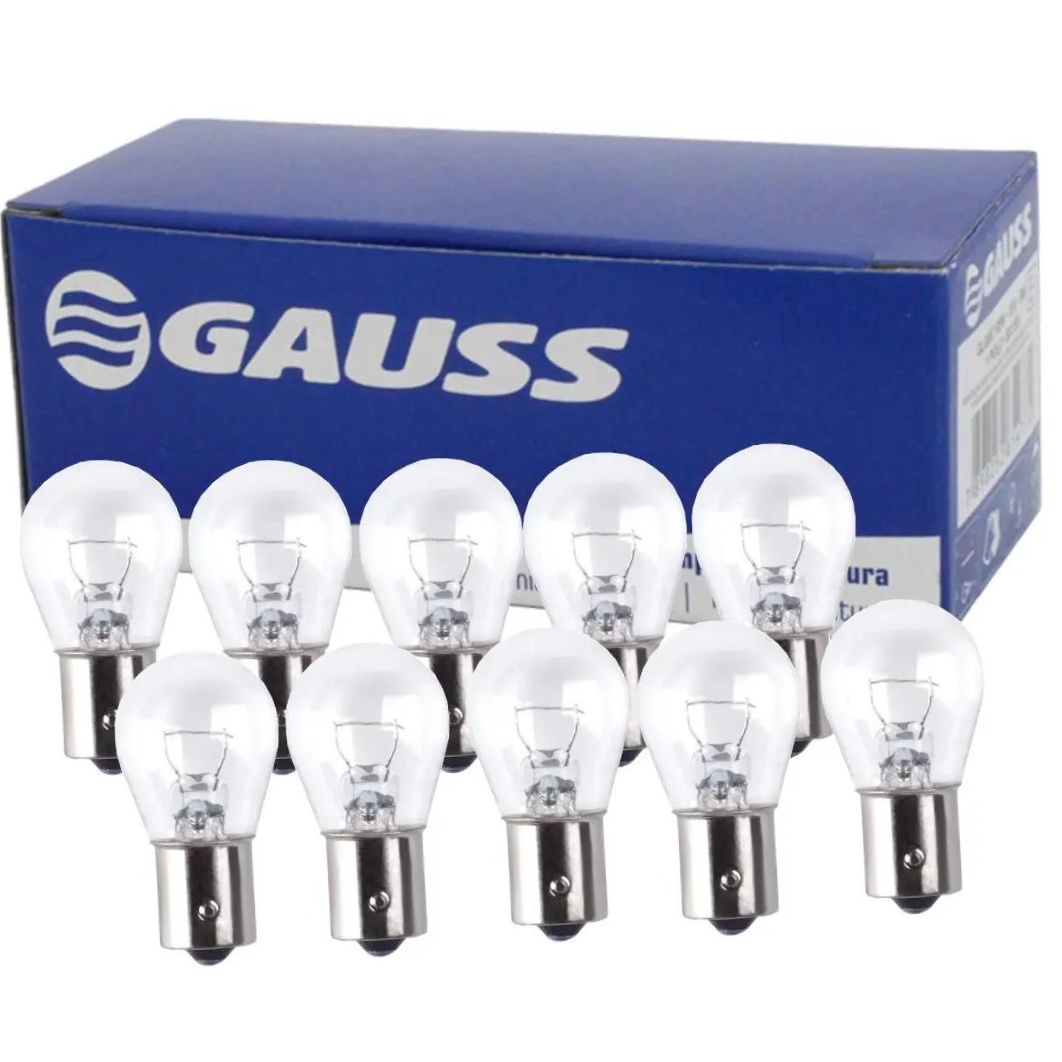 Kit 10 Lâmpadas 1 Polo 12V 21W BA15S Lanterna Freio Pisca - Gauss - GL1141