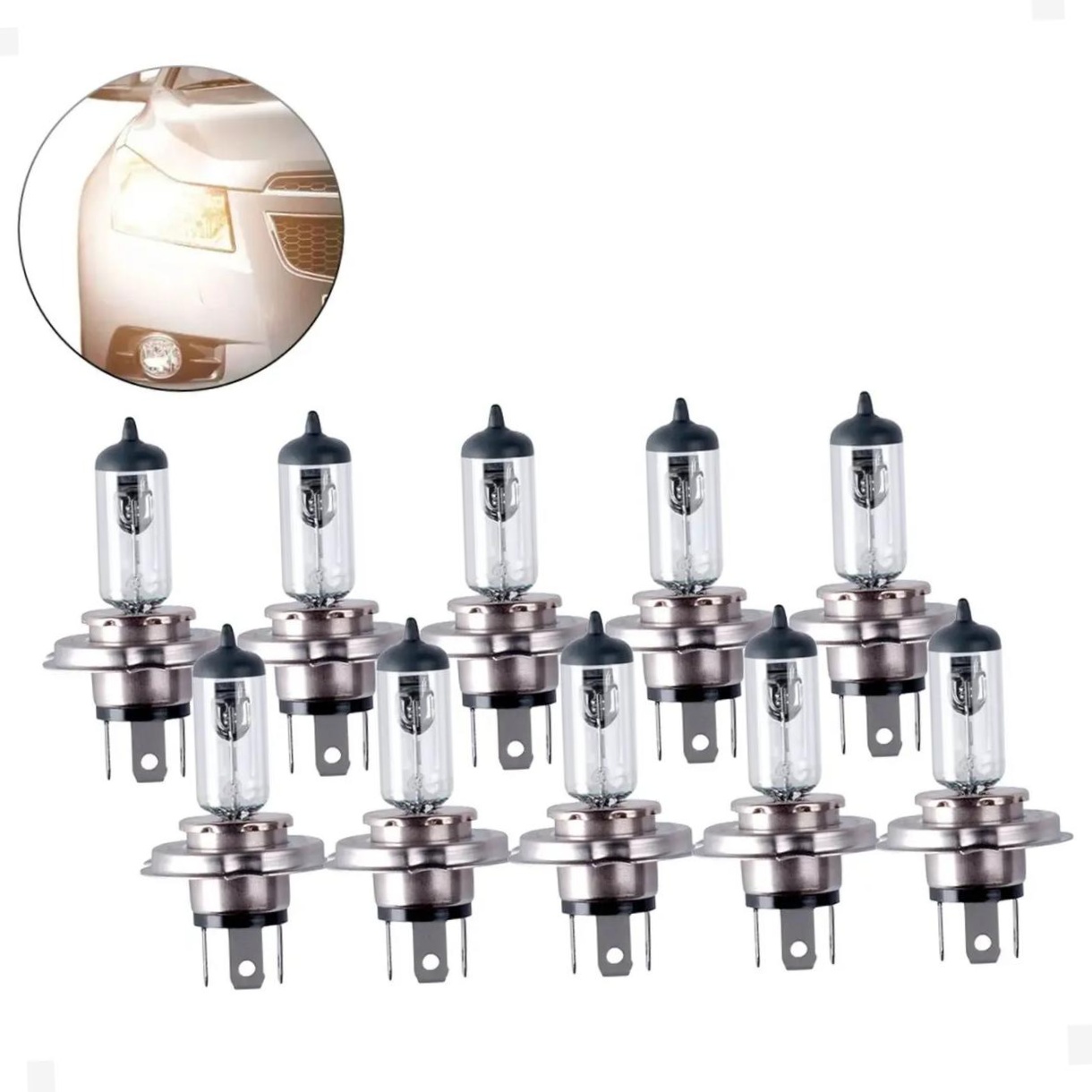 Kit 10 Lâmpadas Farol Alto Baixo H4 60/55W Halógena 12V P43T-38 - Gauss - GL11H4