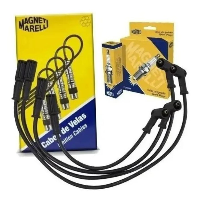 Kit 4 Vela Ignição V-Form e Cabo - Magneti Marelli - CVMT0902 / K6RFMM