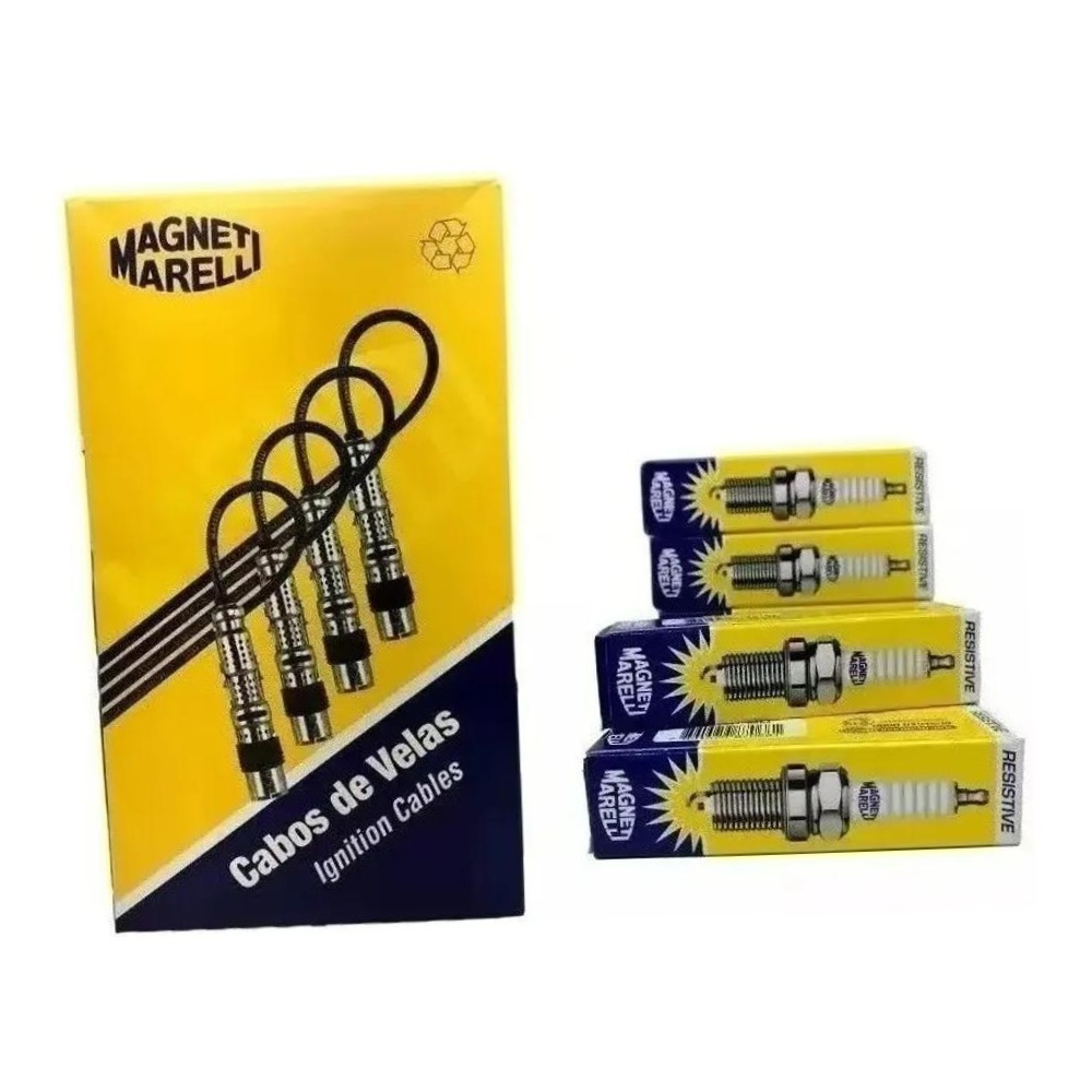 Kit 4 Vela Ignição V-Form e Cabo - Magneti Marelli - CVMT0902 / K6RFMM