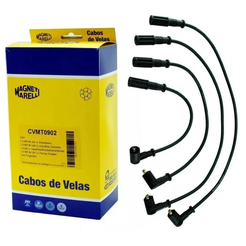 Kit 4 Vela Ignição V-Form e Cabo - Magneti Marelli - CVMT0902 / K6RFMM
